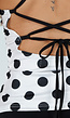 Witte Polkadot Top met Open Rug en Striksluiting