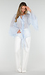 Lichtblauwe Chiffon Blouse met Ruches en Knoopsluiting
