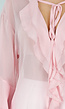 Roze Chiffon Blouse met Ruches en Knoopsluiting