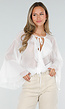 Witte Chiffon Blouse met Ruches en Knoopsluiting