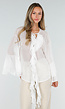 Witte Chiffon Blouse met Ruches en Knoopsluiting