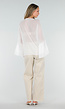 Witte Chiffon Blouse met Ruches en Knoopsluiting