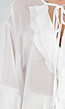 Witte Chiffon Blouse met Ruches en Knoopsluiting