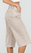 Beige Stretch Denim Bermuda Broek met Rechte Pijpen