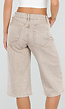 Beige Stretch Denim Bermuda Broek met Rechte Pijpen
