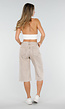 Beige Stretch Denim Bermuda Broek met Rechte Pijpen