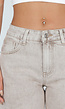 Beige Stretch Denim Bermuda Broek met Rechte Pijpen
