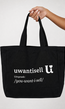 Uwantisell™ Zwarte Canvas Shopper met Dubbele Schouderhengsels en Opdruk