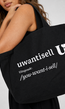 Uwantisell™ Zwarte Canvas Shopper met Dubbele Schouderhengsels en Opdruk
