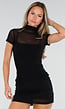 Zwarte Mesh Top met Hoge Hals en Pads