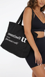 Uwantisell™ Zwarte Canvas Shopper met Dubbele Schouderhengsels en Opdruk