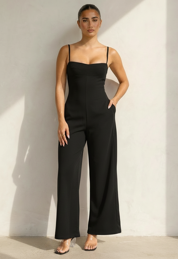 NEW080726 Zwarte Jumpsuit met Pads