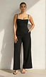Zwarte Jumpsuit met Pads En Spaghettibandjes