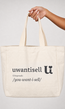 Uwantisell™ Crème Canvas Shopper met Dubbele Schouderhengsels en Opdruk