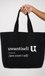 Uwantisell™ Zwarte Canvas Shopper met Dubbele Schouderhengsels en Opdruk