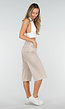 Beige Stretch Denim Bermuda Broek met Rechte Pijpen