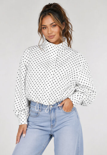 NEW010726 Wit Polkadot Jasje