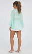 Mintgroene Chiffon Blouse met Ruches en Knoopsluiting