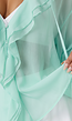 Mintgroene Chiffon Blouse met Ruches en Knoopsluiting