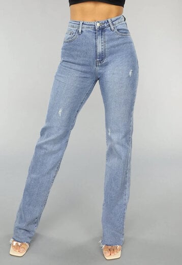 CAMPAGNEJEANS Tall Lichtblauwe High Waist Stretch Jeans met Rechte Pijpen