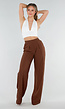 Tall Linnenlook Bruine Pantalon met Stretchband