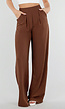Tall Linnenlook Bruine Pantalon met Stretchband
