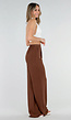 Tall Linnenlook Bruine Pantalon met Stretchband
