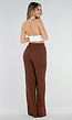 Tall Linnenlook Bruine Pantalon met Stretchband