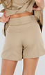 Beige Mouwloze Blazer Set met Nette Shorts en Riem