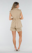 Beige Mouwloze Blazer Set met Nette Shorts en Riem