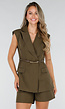 Bruine Matchende Set met Gilet, Short en Smal Riempje