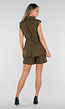 Bruine Matchende Set met Gilet, Short en Smal Riempje