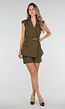 Mosgroene Matchende Set met Gilet, Short en Smal Riempje