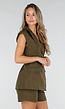 Mosgroene Matchende Set met Gilet, Short en Smal Riempje