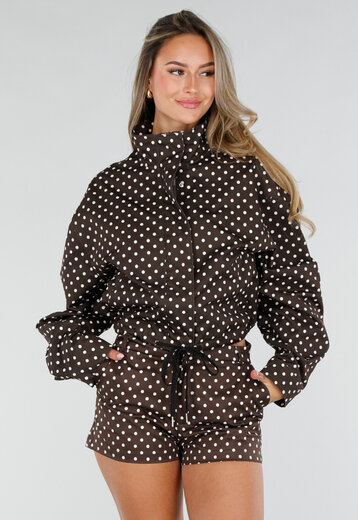 Bruine Polkadot Set met Short