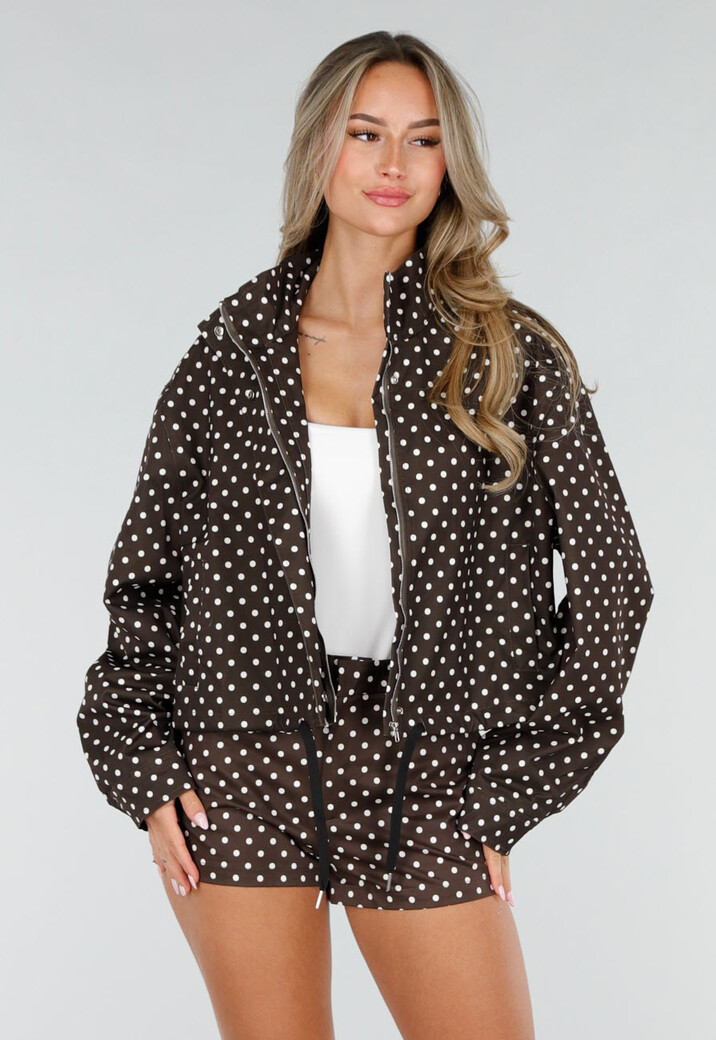 Bruine Tweedelige Polkadot Set met Jack en Short