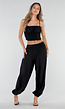 Zwarte Two Piece Set met Smock Top en Wijde Broek