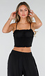 Zwarte Two Piece Set met Smock Top en Wijde Broek