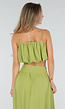 Olijfgroene Two Piece Set met Spaghetti Top en Maxi Rok