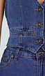 Blauwe Denim Two Piece Set met Halter Gilet en Wide Leg Jeans Voor Dames