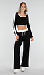 Zwarte Contrast Two Piece Set met Wide Leg Broek