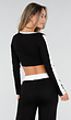 Zwarte Contrast Two Piece Set met Wide Leg Broek