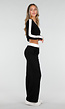 Zwarte Contrast Two Piece Set met Wide Leg Broek