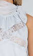 Lichtblauwe Halter Top met Kant, Strik en Open Schouders