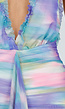 Pastelkleurige Halter Maxi Jurk met Stretch en Open Rug