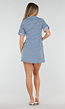 Lichtblauwe Denim Blousejurk met Korte Mouwen en Knoopsluiting