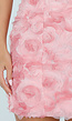 Roze 3D Bloemen Jurk met Brede Bandjes en Vierkante Hals