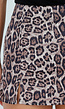 Bruine Suèdelook Luipaardprint Skort met Splitjes en Stretch