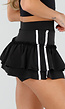 Zwarte Ruffle Rok met Contrasterende Bies en Hoge Taille