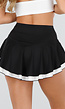 Zwarte Ruffle Skort met Contrasterende Zoom